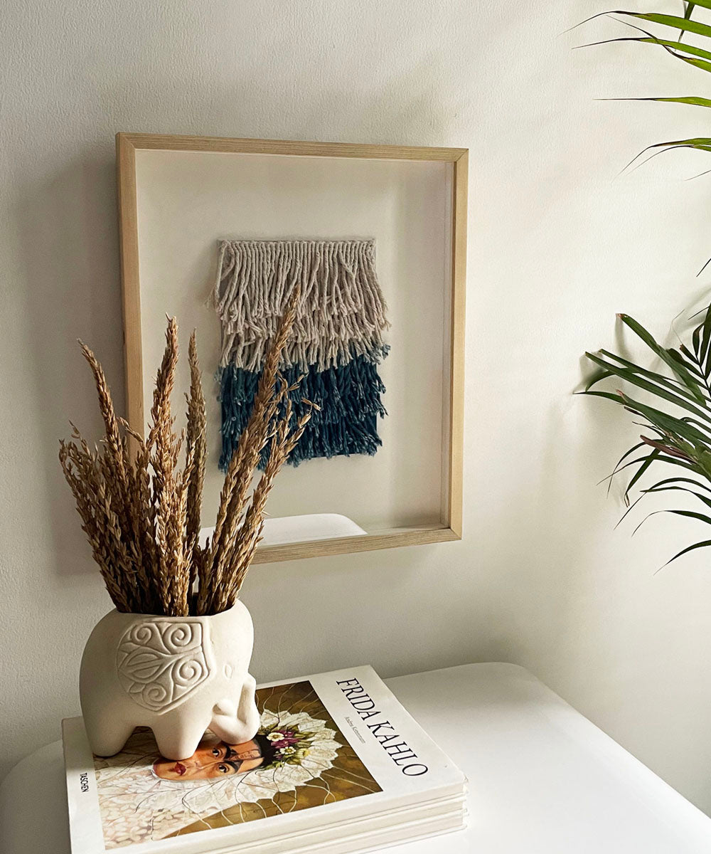 Ombre Blue Fringed Wall Art