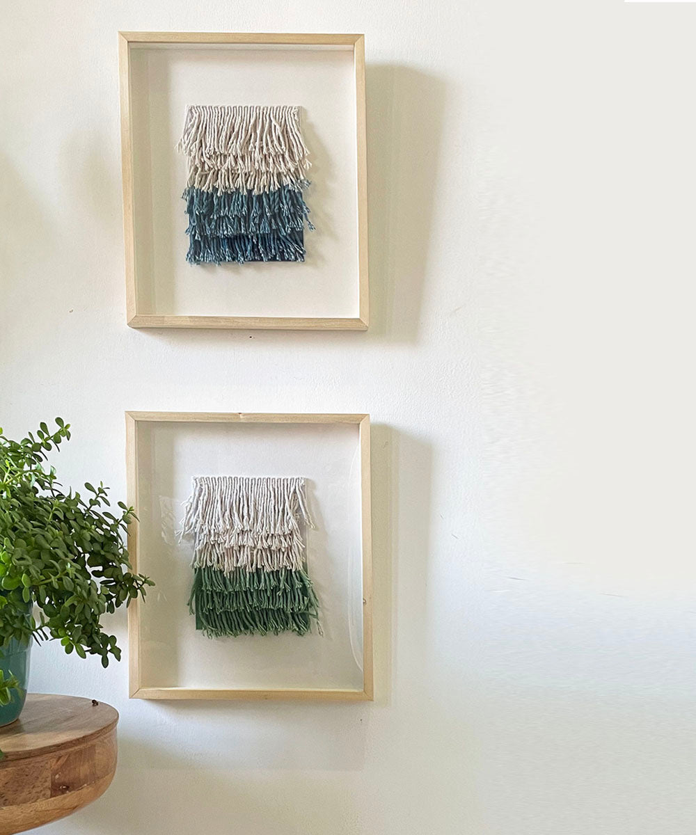 Ombre Blue Fringed Wall Art